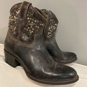 Frye Grey Studded Deborah booties, like new